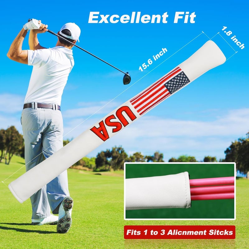 Frimon Golf Club Head Covers,4pcs or 1pc USA Golf Head Covers for Woods and Driver Fairway Hybrid - PU Leather Mallet Blade Putter for Men Women Golf Enthusiast - Image 3